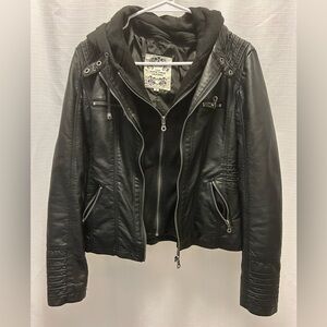 🖤SOLD🖤 Vegan Leather Jacket  with removable sweatshirt hood
